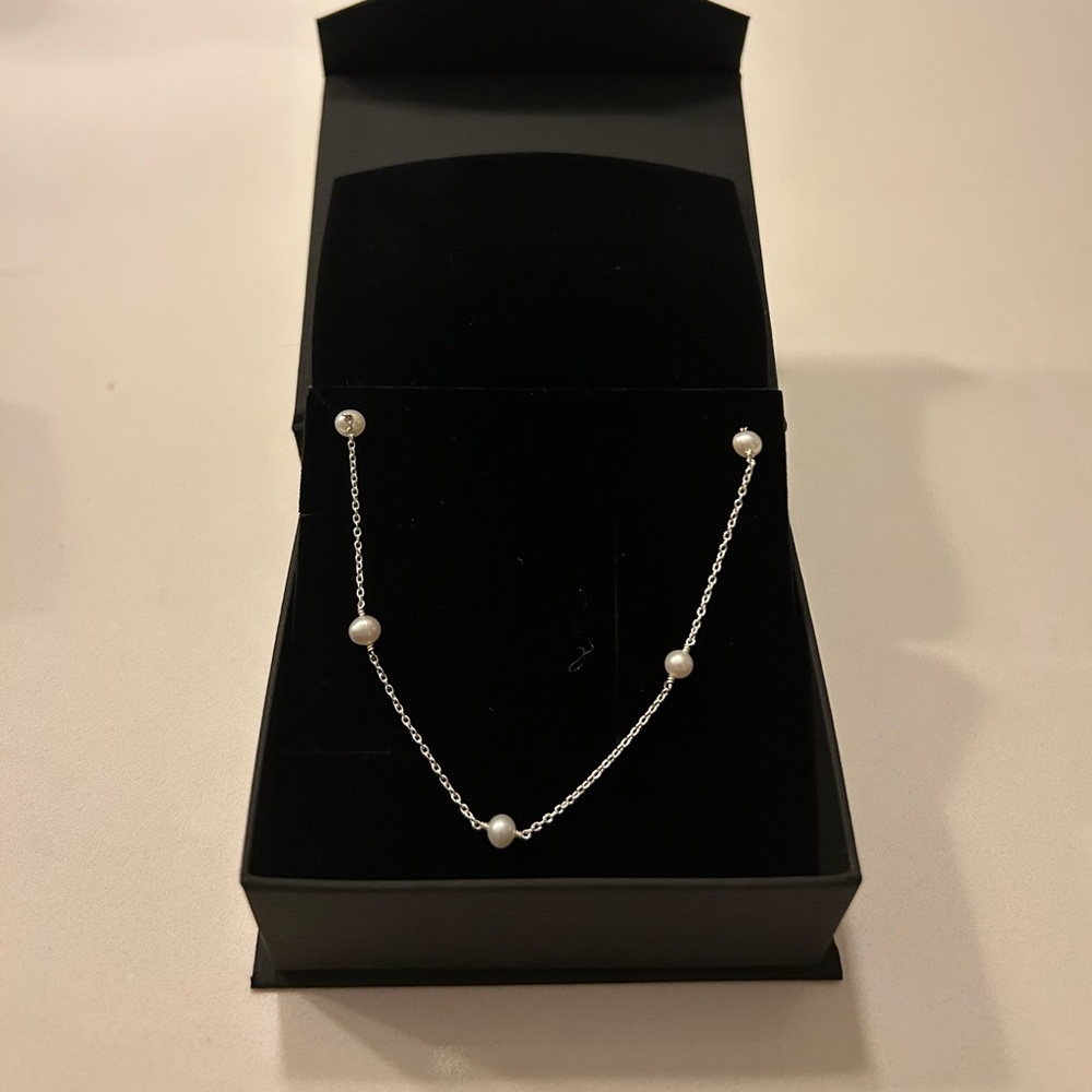 Lily&Roo, Silver Ten Pearl Choker, Solid Sterling Silver with Freshwater Pearls
